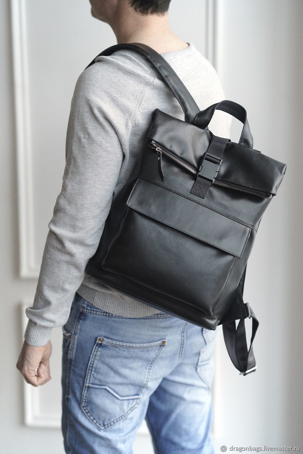 Leather backpack for men 'Franco' (Black), Backpacks, Yaroslavl,  Фото №1