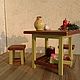 Стол и табурет для кукольного дома "Оливковое настроение". Doll furniture. MiniDom (Irina). My Livemaster. Фото №5