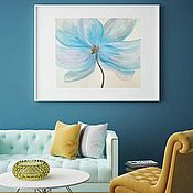 Картины и панно handmade. Livemaster - original item Painting Blue flower interior flower light painting. Handmade.