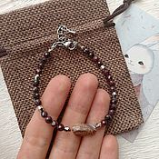 Украшения handmade. Livemaster - original item Bracelet made of micro garnet stones and lace agate. Handmade.