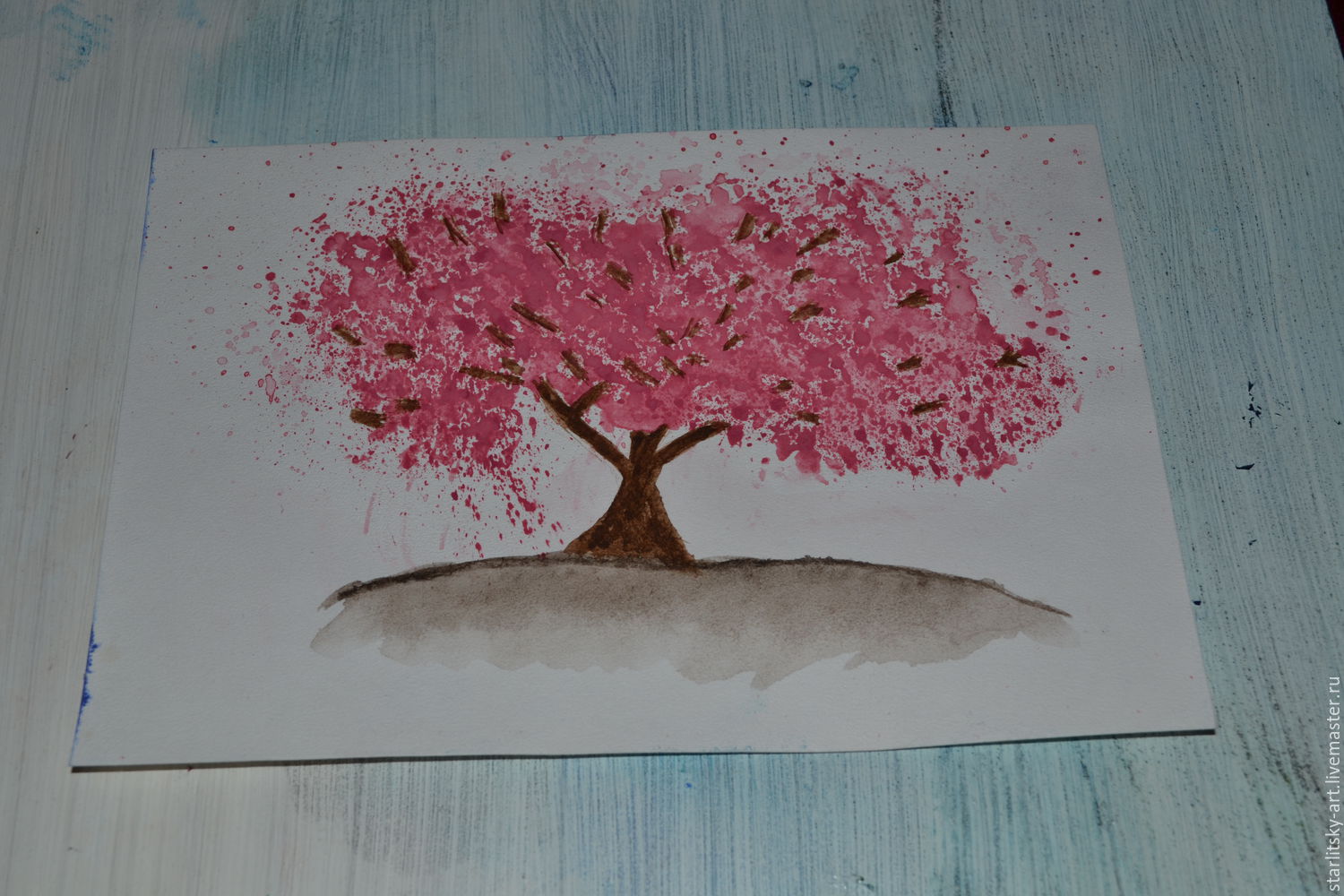 Дерево сакура рисунок поэтапно