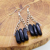 Украшения handmade. Livemaster - original item Earrings with morion Stones on chains 2. Handmade.