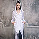White dress-hoodie with stripes and a voluminous hood. Long dress. Dresses. Lara (EnigmaStyle). My Livemaster. Фото №4