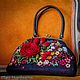 Bag author with red roses and currants, handmade, Clasp Bag, Chelyabinsk,  Фото №1