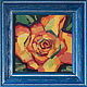 Картина квадратная маленькая цветы с розой маслом цветок Чайная роза, Картины, Москва,  Фото №1