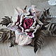 Flower leather rose brooch Aelita. Brooches. LIUDMILA SKRYDLOVA (flower glade). My Livemaster. Фото №4