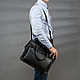 Leather business bag 'Williams' (black). Backpacks. Russian leather Guild. My Livemaster. Фото №6