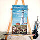 Seascape with lighthouse oil on canvas 31h16 cm. Pictures. Nina Polunina. Online shopping on My Livemaster.  Фото №2
