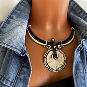 Украшения handmade. Livemaster - original item Boho style necklace pendant, an unusual large metal jewelry. Handmade.