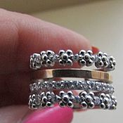 Серебряное(925)кольцо с позолотой 585(евро) с сапфиром и розовым кварц