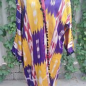 Одежда handmade. Livemaster - original item Uzbek silk robe made of Khan atlas. Silk kimono from ikat. Handmade.