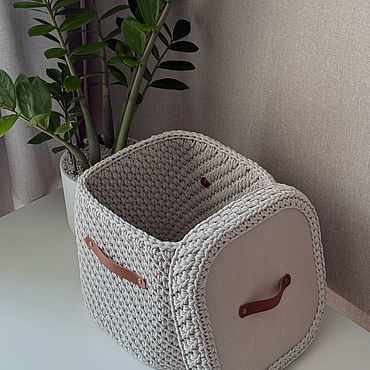 Для дома и интерьера ручной работы. Ярмарка Мастеров - ручная работа Корзина из хлопкового шнура. Handmade.