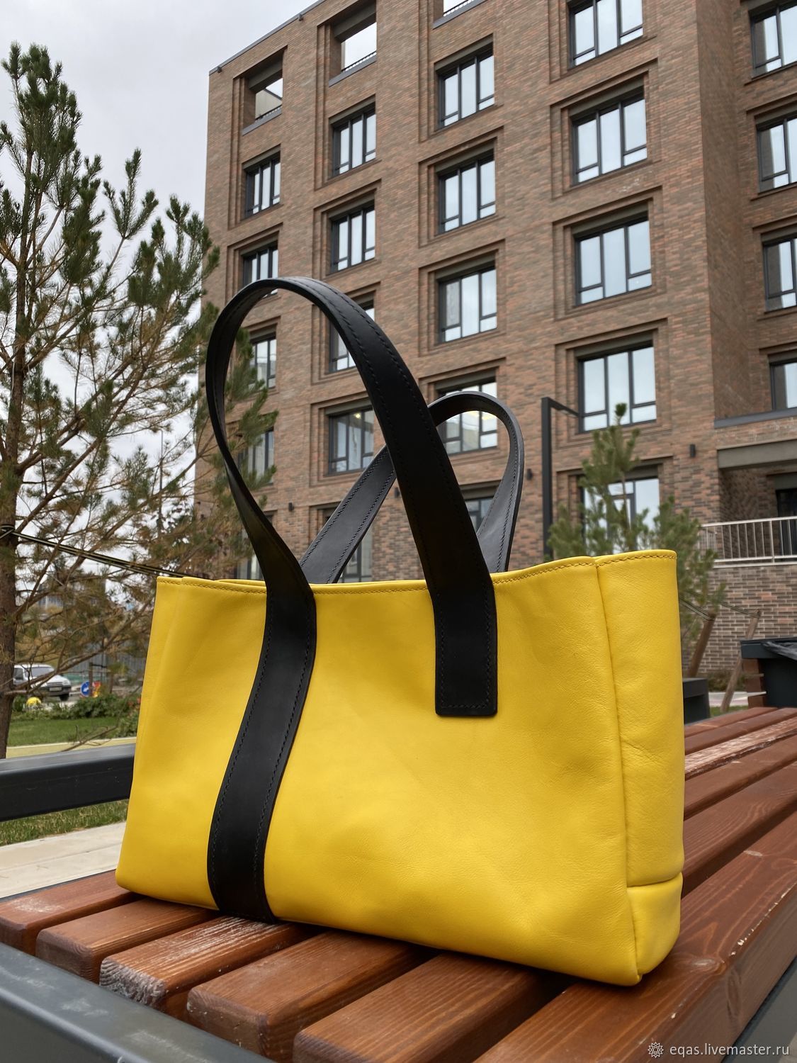 Желтая классическая сумка из натуральной кожи, Классическая сумка, Уфа,  Фото №1