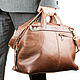 Leather travel bag 'Modern' (brown). Travel bag. Russian leather Guild. My Livemaster. Фото №5