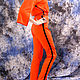 Женский костюм летний - брюки с лампасами и футболка с капюшоном. Костюмы. Лариса дизайнерская одежда и подарки (EnigmaStyle). Ярмарка Мастеров.  Фото №4