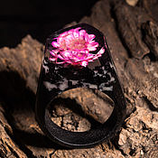 Украшения handmade. Livemaster - original item Ring made of wood and epoxy resin with a LOTUS flower