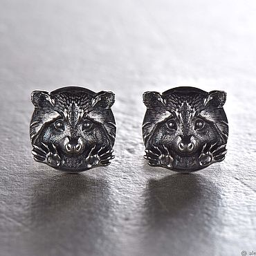 Украшения ручной работы. Ярмарка Мастеров - ручная работа Запонки Енот. Handmade.