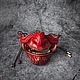 Самурайская полумаска Мэмпо Red & Gold. Маски интерьерные. Qarma Masks. Ярмарка Мастеров.  Фото №5