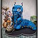 Интерьерная игрушка Абсолем синяя гусеница из Алисы в стране чудес. Скульптуры. Игрушки из валяной шерсти (RyabkovaVika) (RyabkovaVika). Интернет-магазин Ярмарка Мастеров.  Фото №2