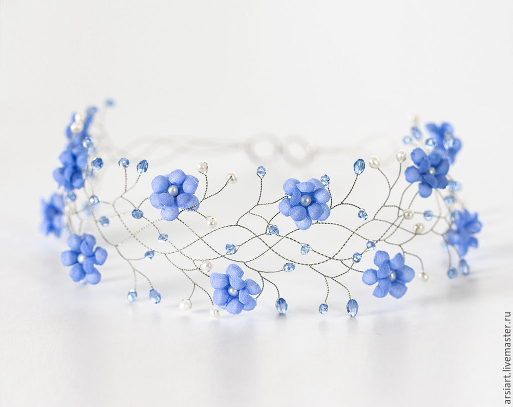 blue flower tiara