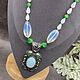 Moonstone, Green cat's eye necklace with Pendant. Necklace. naturalkavni. My Livemaster. Фото №4
