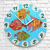Для дома и интерьера handmade. Livemaster - original item Wall clock in the children`s room Colored Fish clock boy gift. Handmade.
