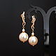 'Gold ' earrings with Swarovski pearls, Earrings, Krasnodar,  Фото №1