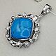 Silver pendant with natural turquoise 13h13 mm. Pendants. yakitoriya. Online shopping on My Livemaster.  Фото №2