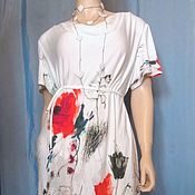 Одежда handmade. Livemaster - original item dresses: Knitted white and red dress 