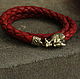 Bracelet genuine leather red wolves. Bead bracelet. MintTiger. Online shopping on My Livemaster.  Фото №2