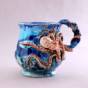 Посуда handmade. Livemaster - original item Mug with Octopus decor. Handmade.