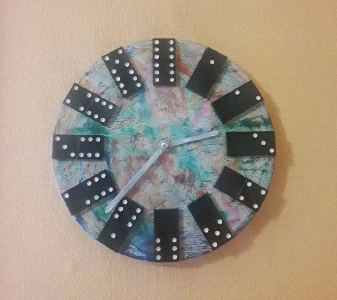 Часы настенные из стекла с фотопечатью Домино (300 х 300 х 4 мм) Круг