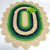 Для дома и интерьера handmade. Livemaster - original item Knitted rug crocheted from the cord Floral green. Handmade.