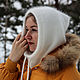 Балаклава капор из пуха норки белый из ангоры вязаный, Балаклавы, Курган,  Фото №1