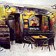Paintings: watercolor painting drawing urban night landscape NIGHT CAFE, Pictures, Moscow,  Фото №1
