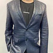 Мужская одежда handmade. Livemaster - original item Men`s jacket, made of genuine crocodile leather, in dark blue color!. Handmade.