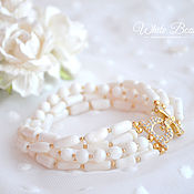Украшения handmade. Livemaster - original item Bracelet with white coral and mother of pearl, gilding, multi-row. Handmade.