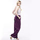Plum wide-leg trousers made of 100% linen. Pants. etnoart. My Livemaster. Фото №5