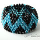 Beaded bracelet and beads Zigzag weave blue black, Bead bracelet, Novosibirsk,  Фото №1