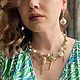 Серьги из хлопкового жемчуга и зеленого агата. Серьги классические. SOFIA украшения. Интернет-магазин Ярмарка Мастеров.  Фото №2