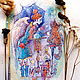 Картина девочка ангел и рыжий кот, акварель "Чашка шоколада", Картины, Астрахань,  Фото №1