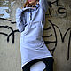 Warm, grey tunic with a hood for spring - DR0707W3, Dresses, Sofia,  Фото №1