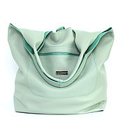 Сумки и аксессуары handmade. Livemaster - original item Mint leather Bag bag medium Bag string Bag t shirt shopper mint. Handmade.