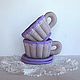 Textile tea set. Teapot, cups and saucer. lilac. Dinnerware Sets. Elena Gavrilova. My Livemaster. Фото №4