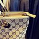 Винтаж: Сумка/тоут из холщовой ткани Gucci GG бежево-коричневого цвета. Сумки винтажные. Chic bags. Ярмарка Мастеров.  Фото №4