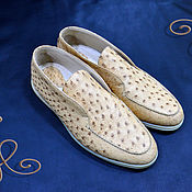 Обувь ручной работы handmade. Livemaster - original item Men`s loafers made of genuine ostrich leather, in stock!. Handmade.