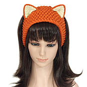 Аксессуары handmade. Livemaster - original item Headband with Fox ears, knitted for red hair. Handmade.