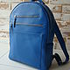 Leather backpack/blue backpack/unisex backpack/blue electric backpack/, Backpacks, Kiev,  Фото №1