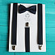 Bow tie and suspenders Atento Elastis 25 mm/ dark blue, wedding, gift, Suspender, Moscow,  Фото №1