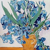 Картины и панно handmade. Livemaster - original item Painting Irises in a ceramic pot. Handmade.